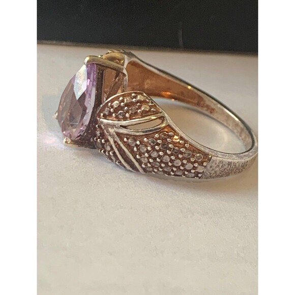 Amethyst rose gold vermeil teardrop ring size 6.25 925 - Picture 8 of 12
